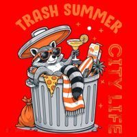 Trash Summer City Life Raccoon Santa Hat thumb 1