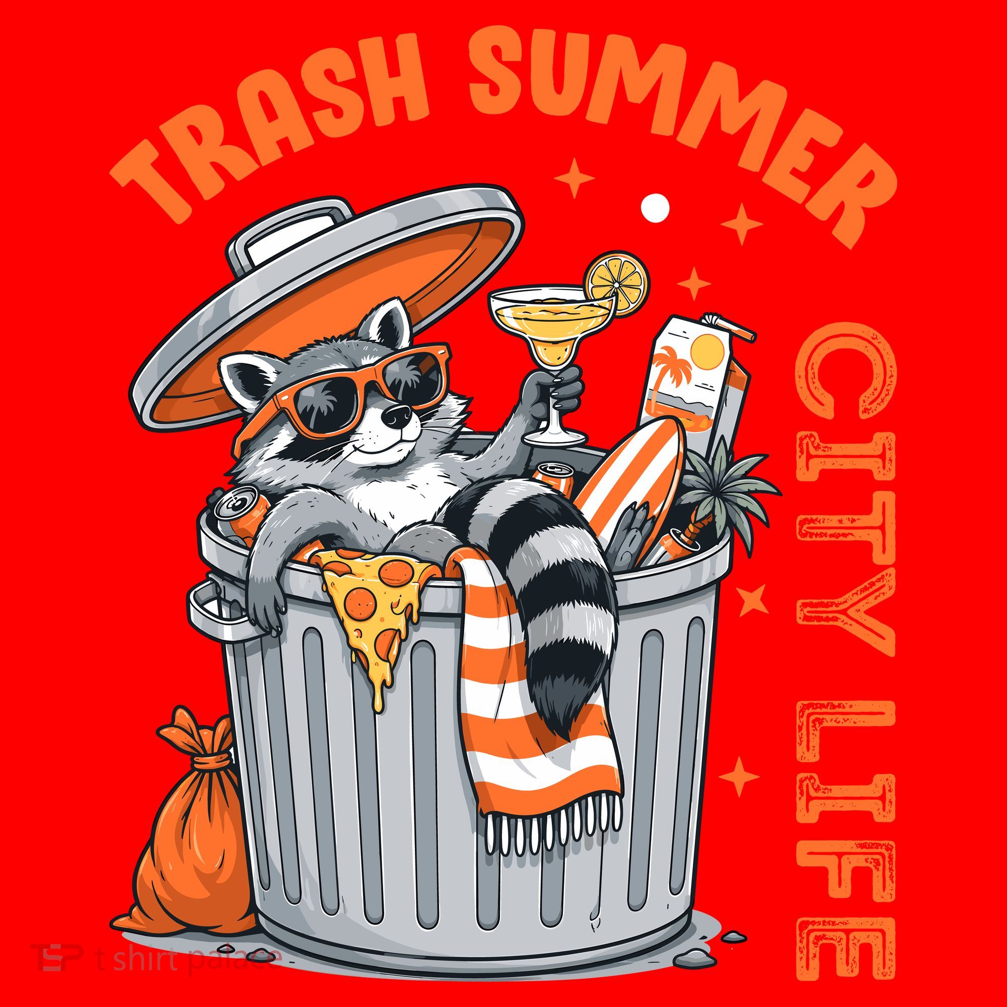 Trash Summer City Life Raccoon Santa Hat