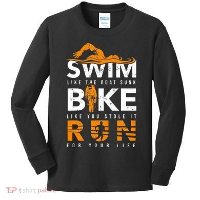 Triathlon Swimming Cycling Running Kids Long Sleeve Shirt