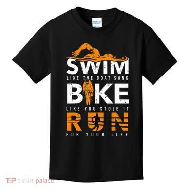 Triathlon Swimming Cycling Running Kids T-Shirt