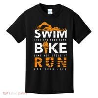 Triathlon Swimming Cycling Running Kids T-Shirt thumb 0