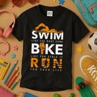 Triathlon Swimming Cycling Running Kids T-Shirt thumb 3