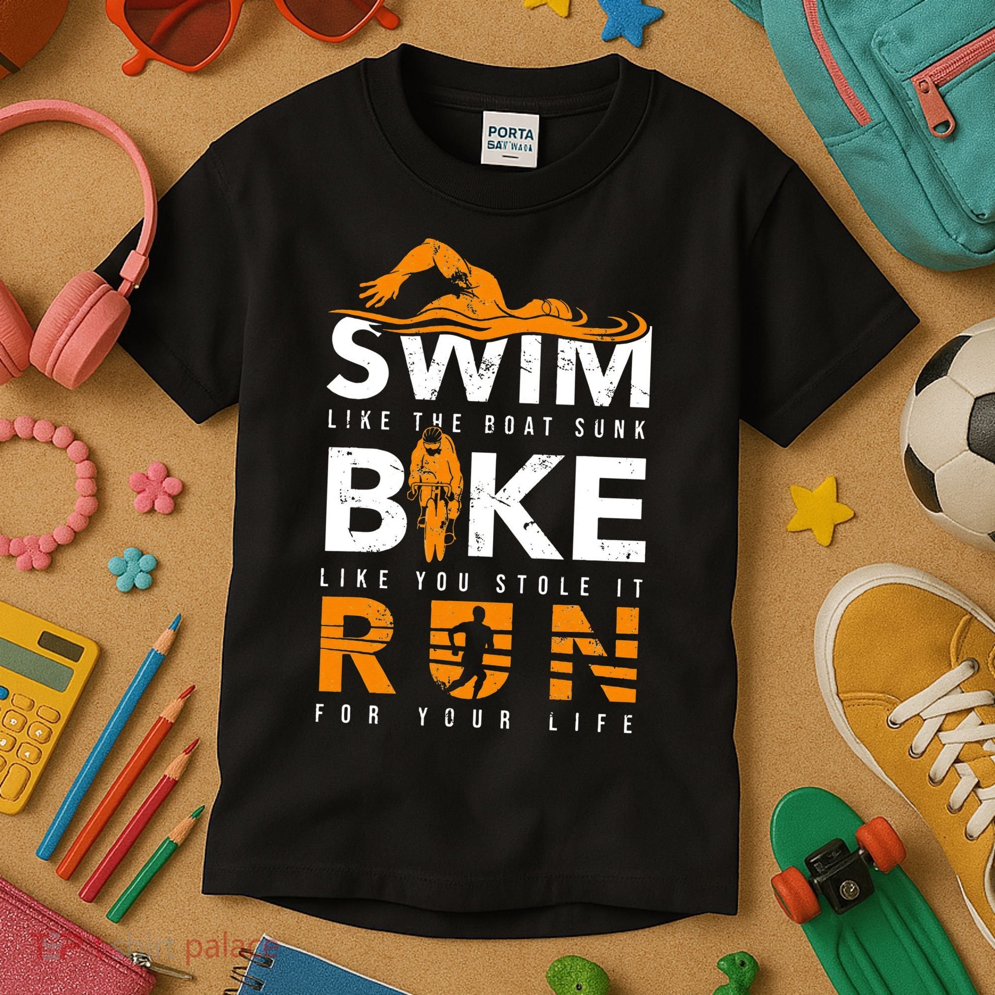 Triathlon Swimming Cycling Running Kids T-Shirt