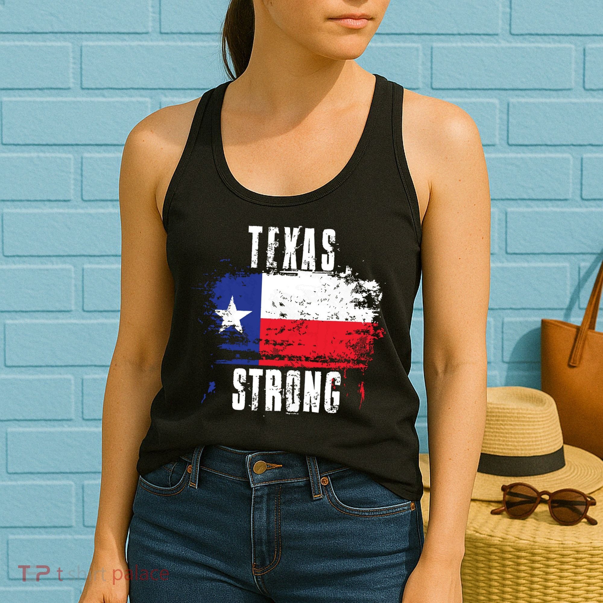 Texas Strong Distressed Flag Texan Pride Women's Tank Top