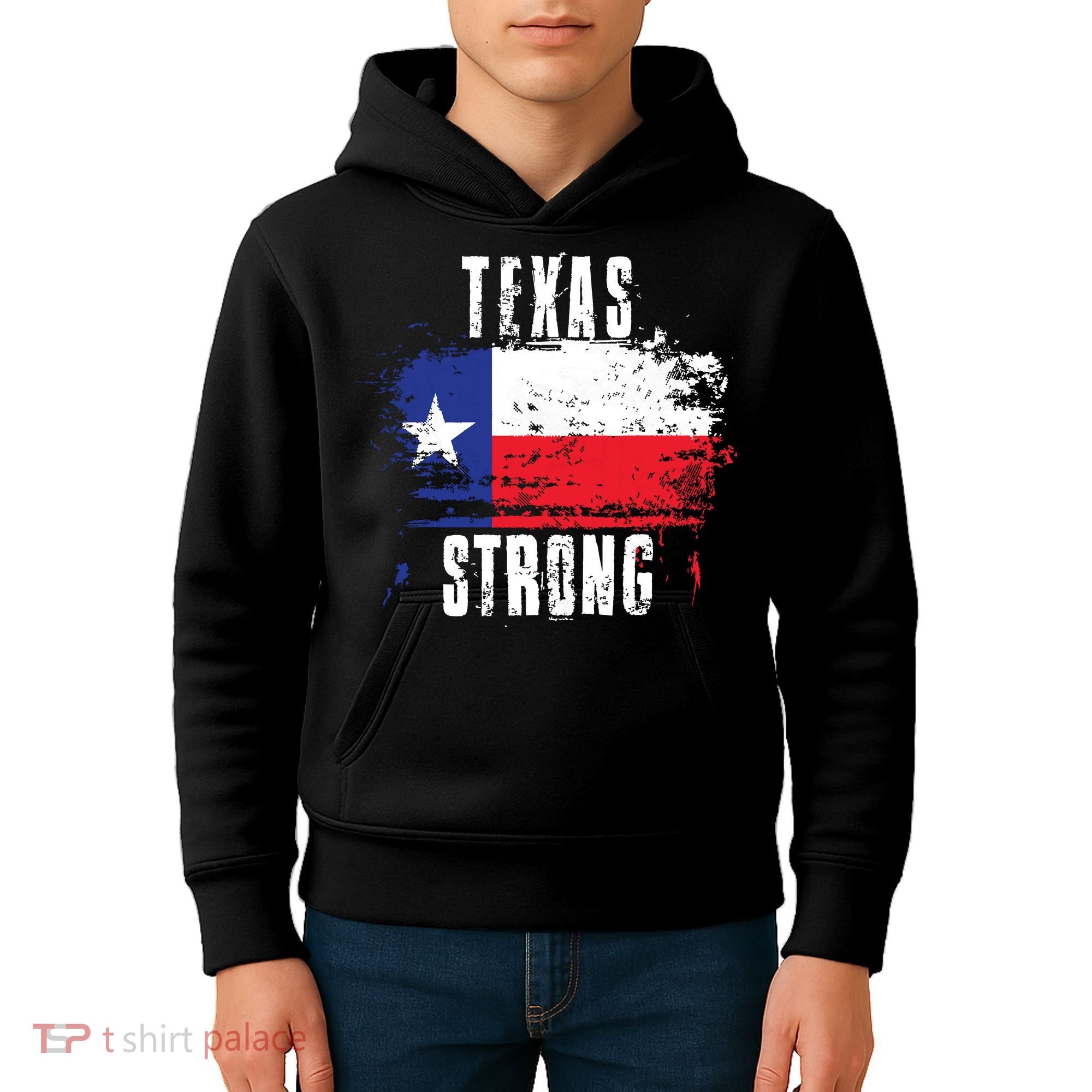 Texas Strong Distressed Flag Texan Pride Kids Hoodie