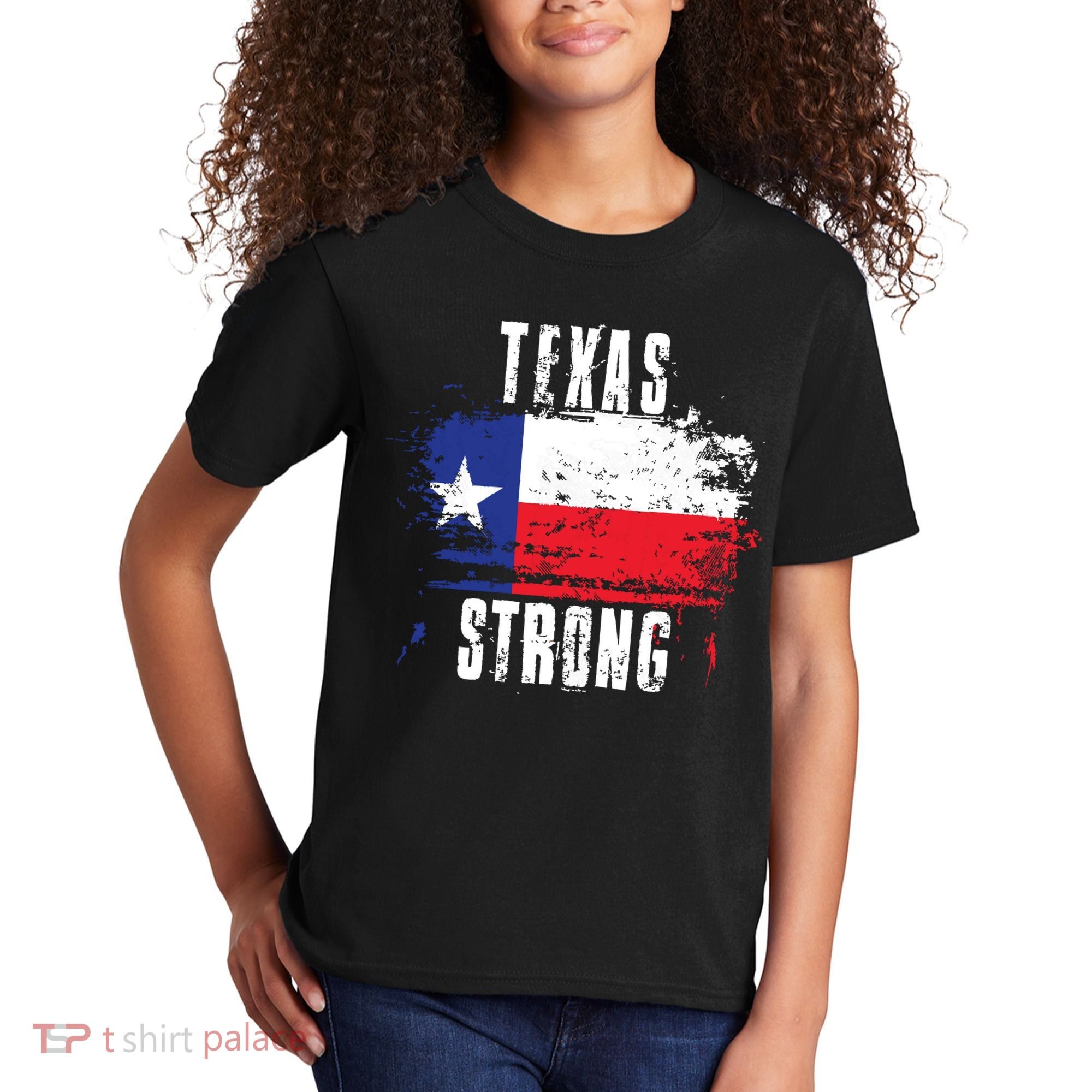 Texas Strong Distressed Flag Texan Pride Kids T-Shirt