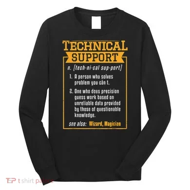 Tech Support Definition Funny Computer Geek Long Sleeve Shirt