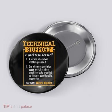 Tech Support Definition Funny Computer Geek Button