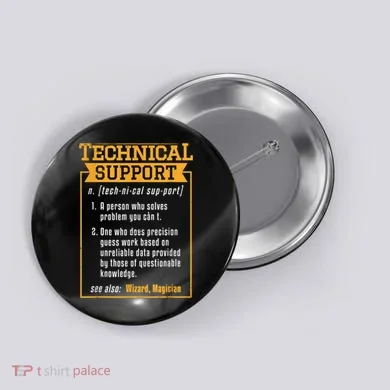 Tech Support Definition Funny Computer Geek Button
