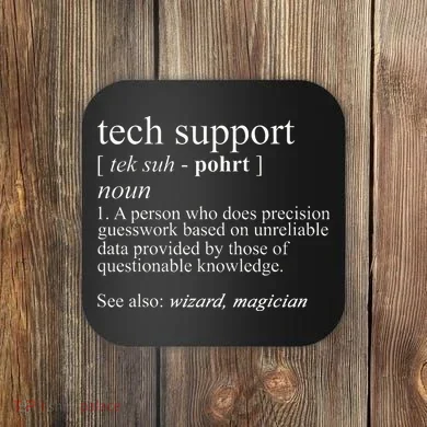 Tech Support Definition Funny Cute Computer Coaster