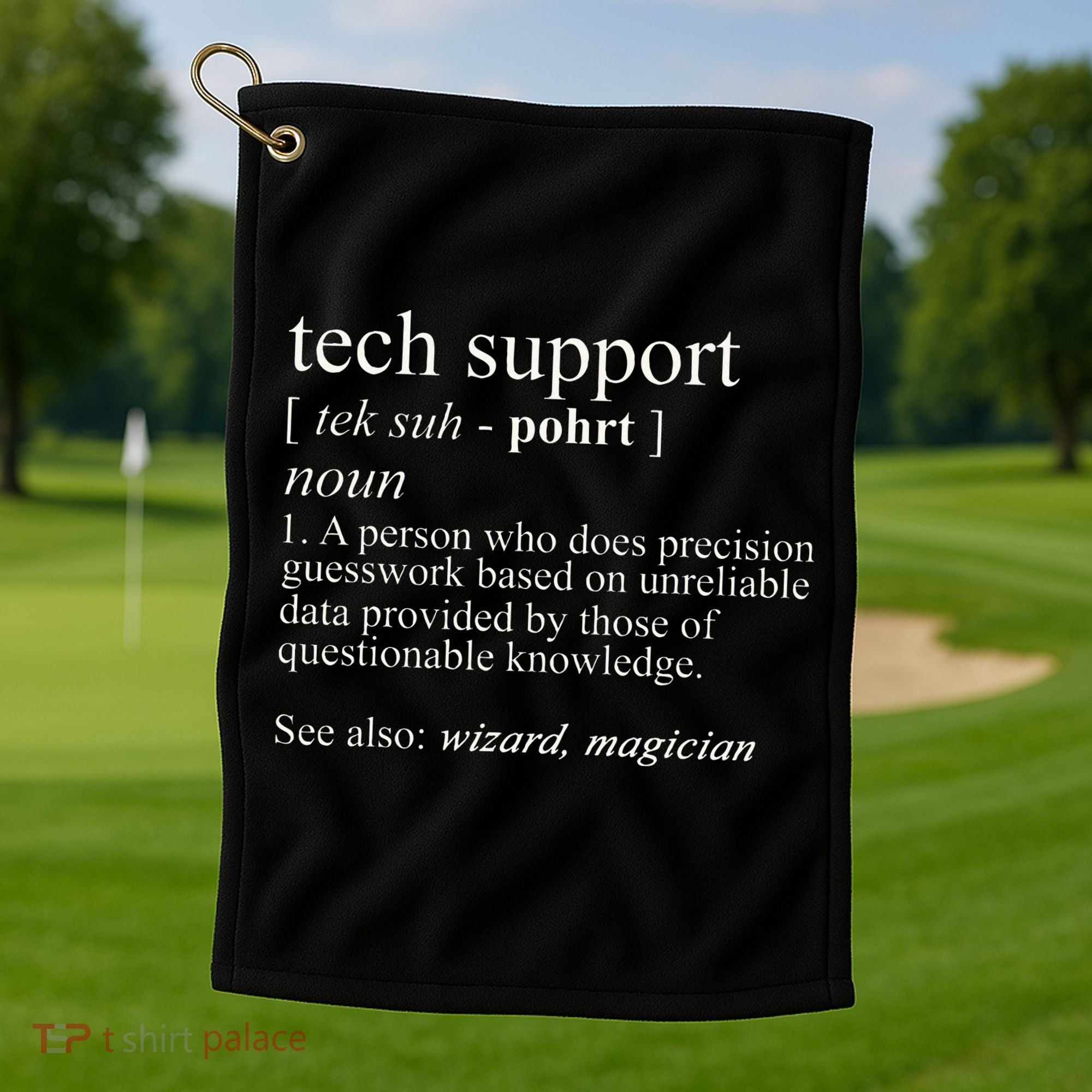 Tech Support Definition Funny Cute Computer Golf Towel