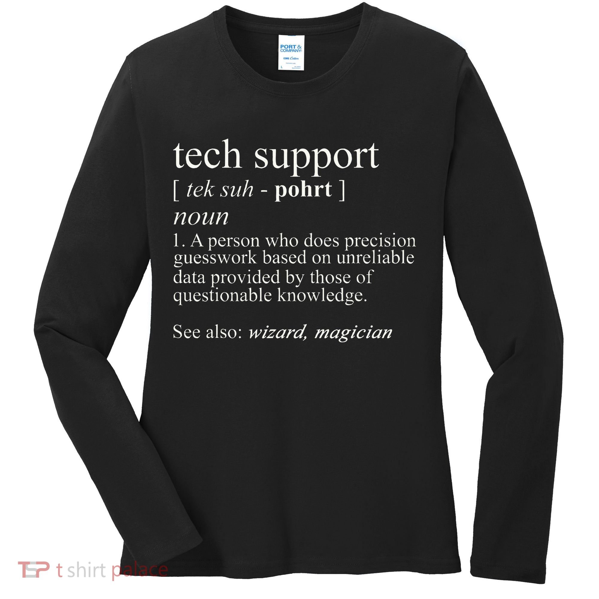 Tech Support Definition Funny Cute Computer Women's Long Sleeve Shirt
