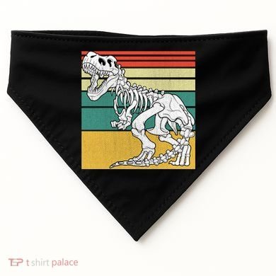 TRex Skeleton Dinosaur Retro Sunset Funny TRex Great Gift USA-Made Doggie Bandana