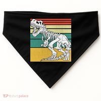 TRex Skeleton Dinosaur Retro Sunset Funny TRex Great Gift USA-Made Doggie Bandana thumb 0