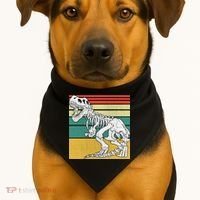 TRex Skeleton Dinosaur Retro Sunset Funny TRex Great Gift USA-Made Doggie Bandana thumb 1