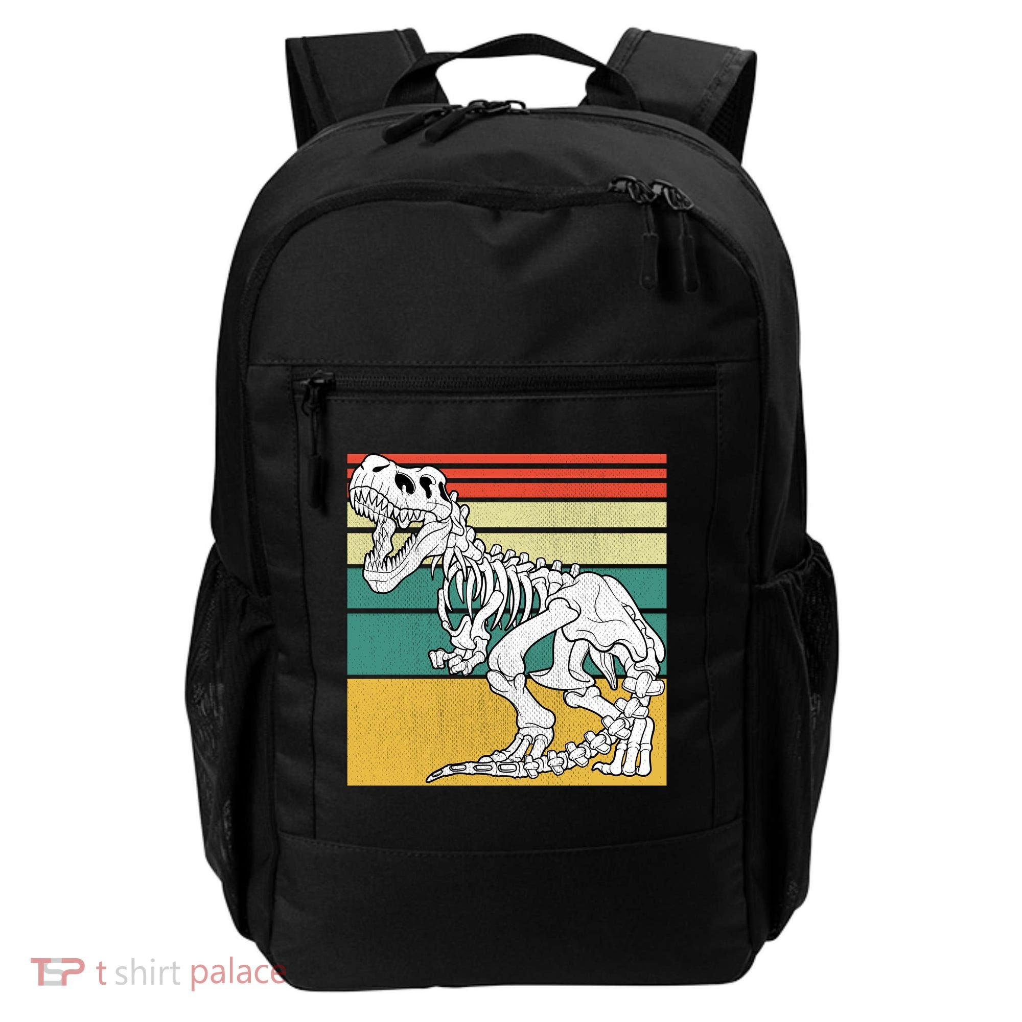 TRex Skeleton Dinosaur Retro Sunset Funny TRex Great Gift Backpack