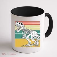 TRex Skeleton Dinosaur Retro Sunset Funny TRex Great Gift Coffee Mug thumb 1
