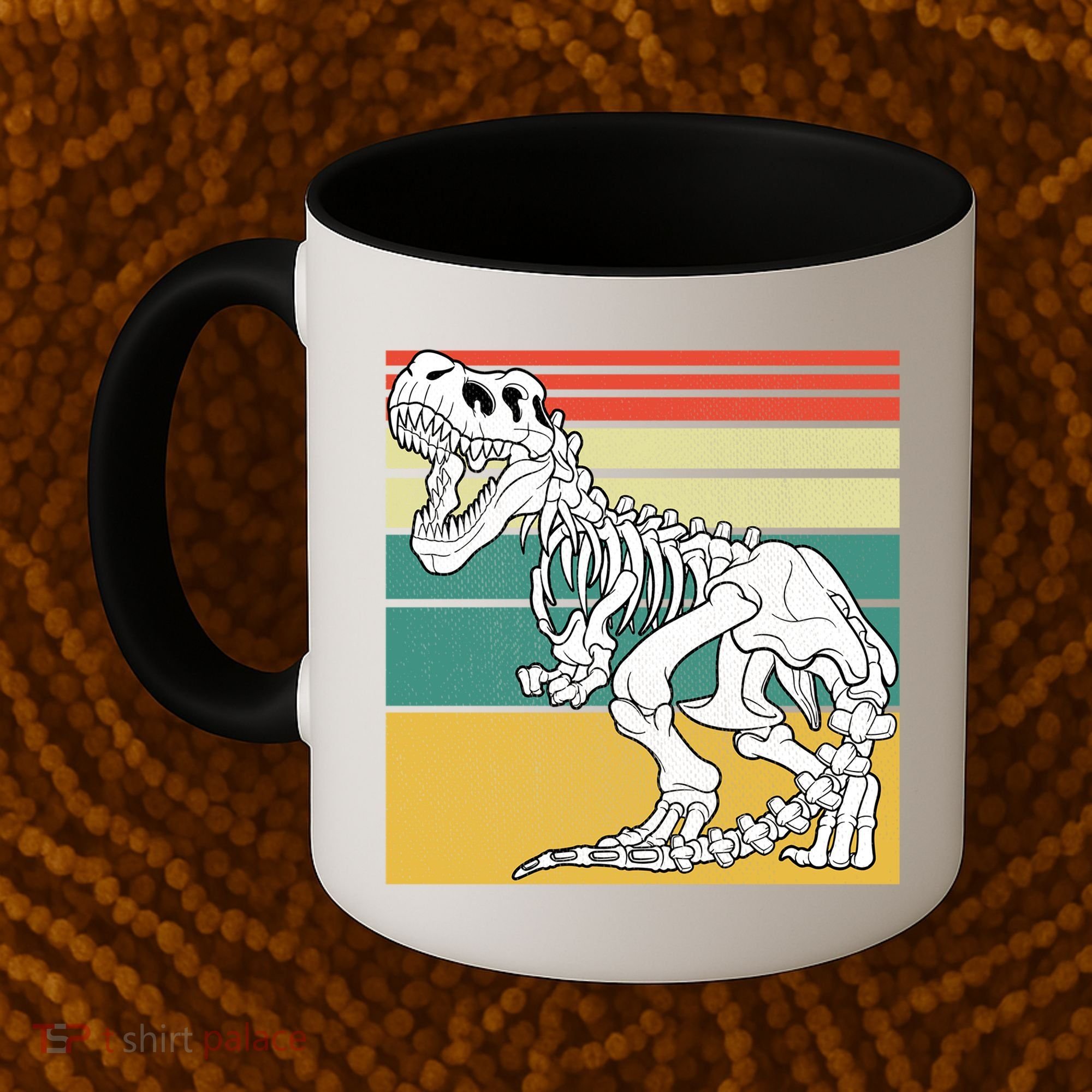 TRex Skeleton Dinosaur Retro Sunset Funny TRex Great Gift Coffee Mug