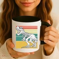 TRex Skeleton Dinosaur Retro Sunset Funny TRex Great Gift Coffee Mug thumb 3