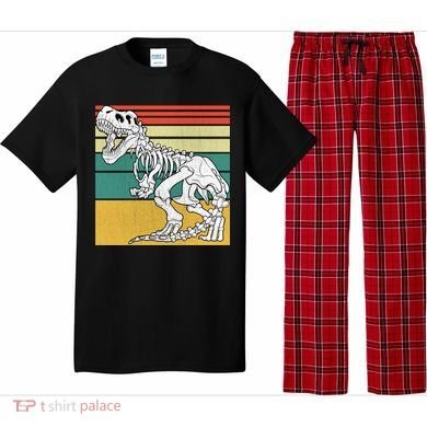 TRex Skeleton Dinosaur Retro Sunset Funny TRex Great Gift Pajama Set