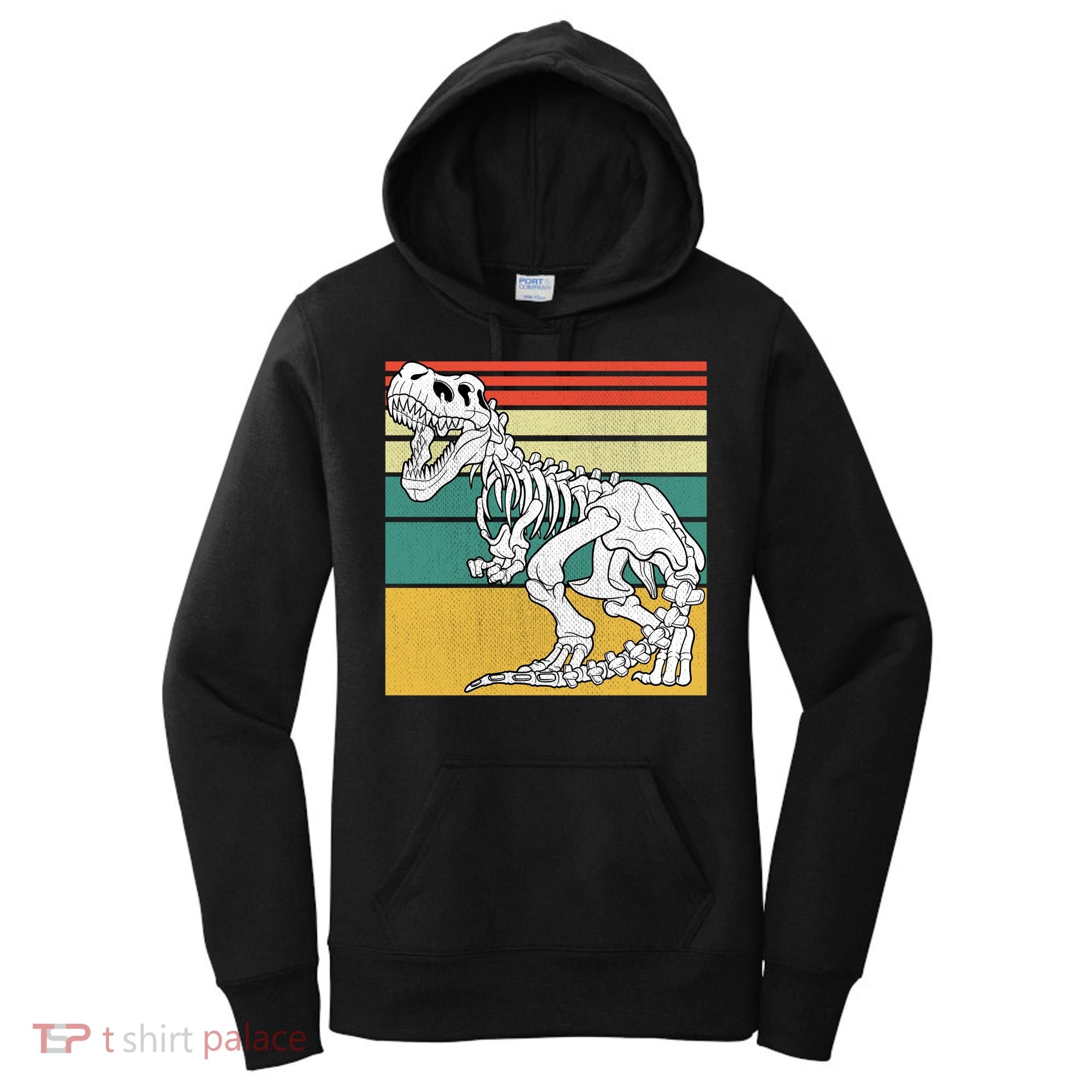 TRex Skeleton Dinosaur Retro Sunset Funny TRex Great Gift Women's Hoodie