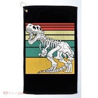 TRex Skeleton Dinosaur Retro Sunset Funny TRex Great Gift Golf Towel thumb 0