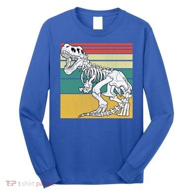 TRex Skeleton Dinosaur Retro Sunset Funny TRex Great Gift Long Sleeve Shirt