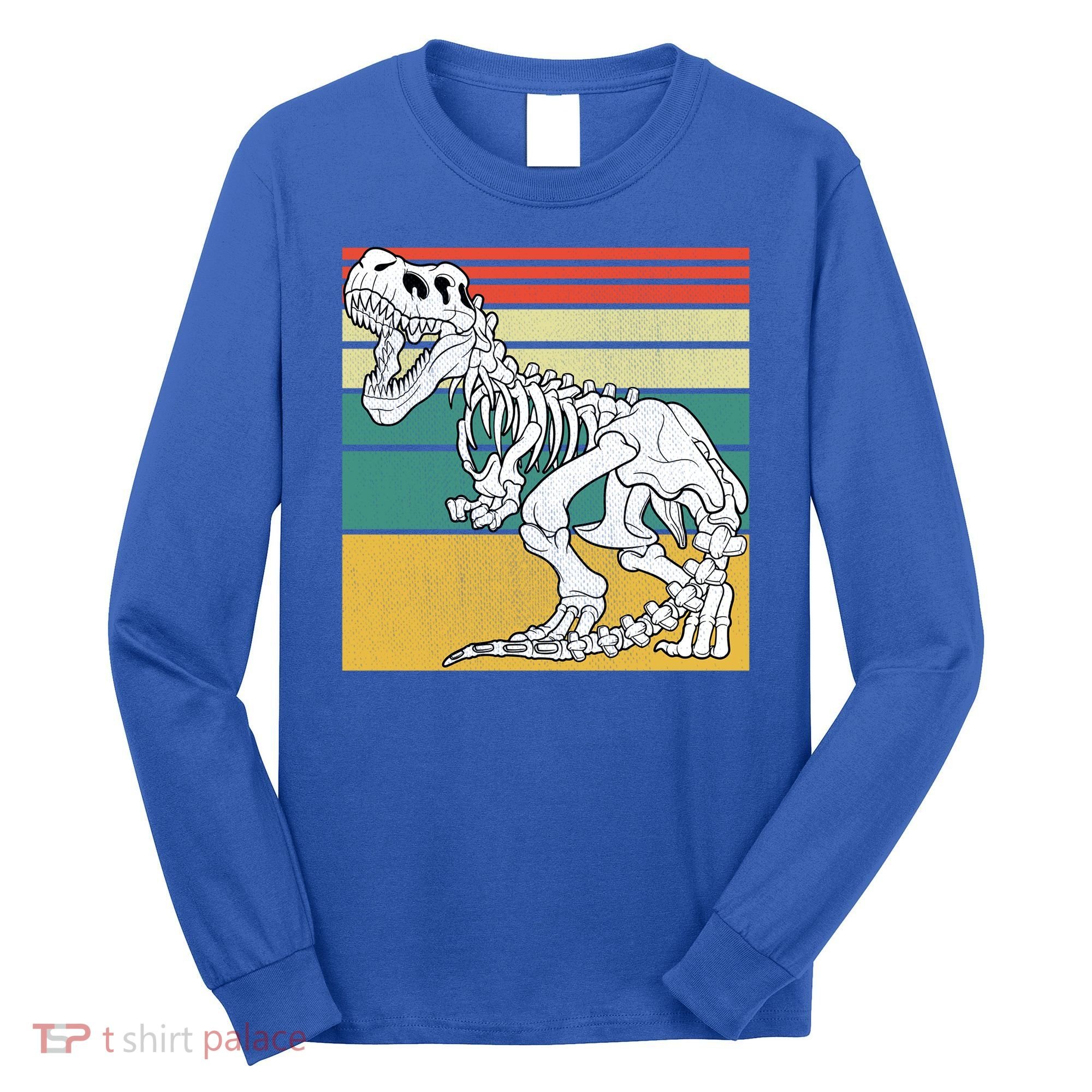 TRex Skeleton Dinosaur Retro Sunset Funny TRex Great Gift Long Sleeve Shirt