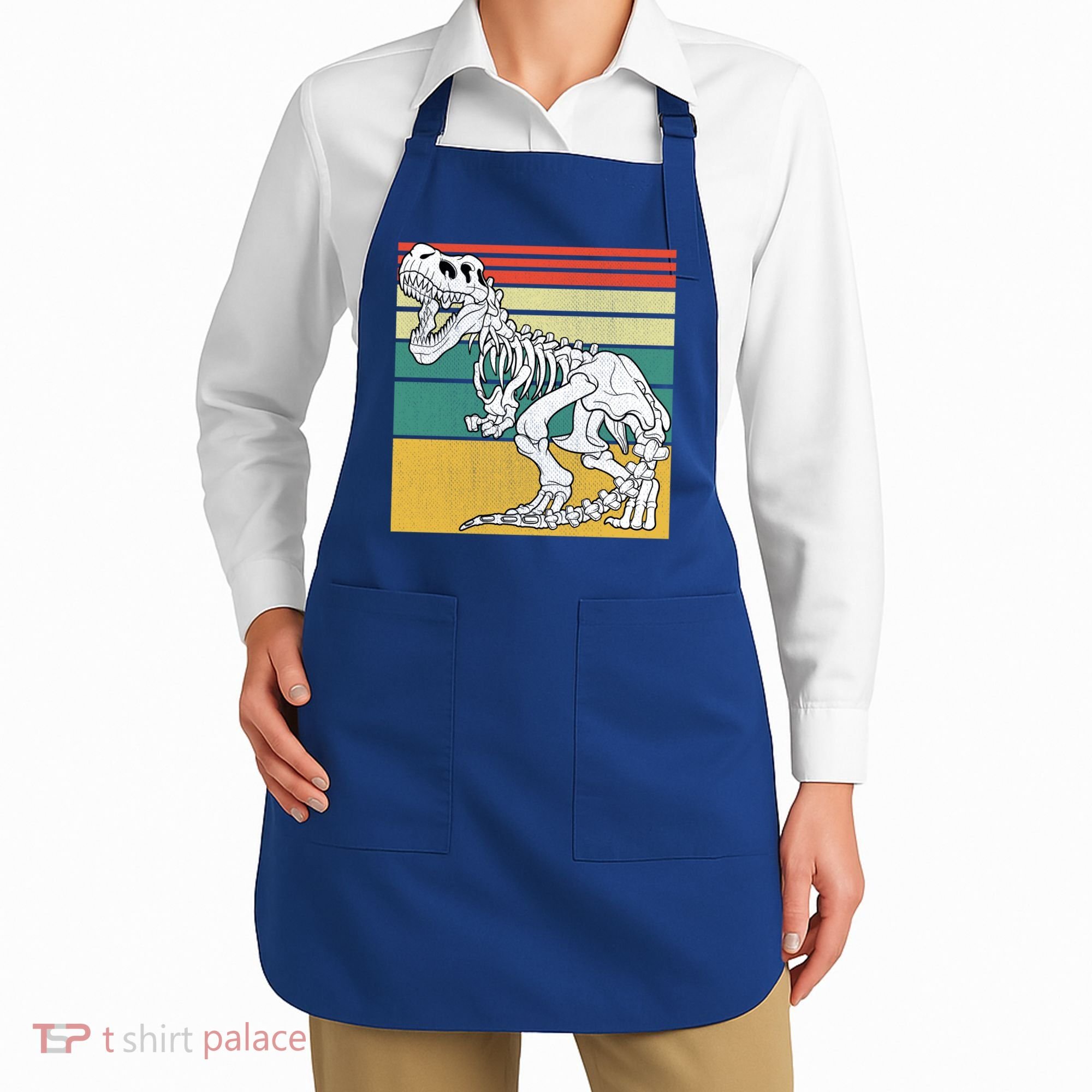 TRex Skeleton Dinosaur Retro Sunset Funny TRex Great Gift Apron
