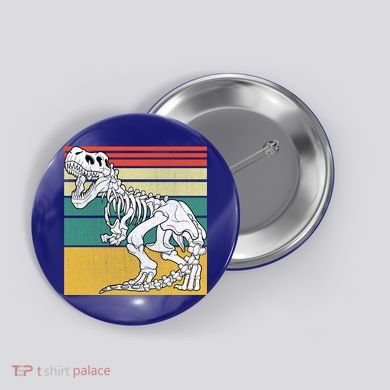 TRex Skeleton Dinosaur Retro Sunset Funny TRex Great Gift Button