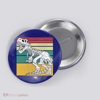 TRex Skeleton Dinosaur Retro Sunset Funny TRex Great Gift Button thumb 0