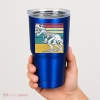 TRex Skeleton Dinosaur Retro Sunset Funny TRex Great Gift Tumbler thumb 2
