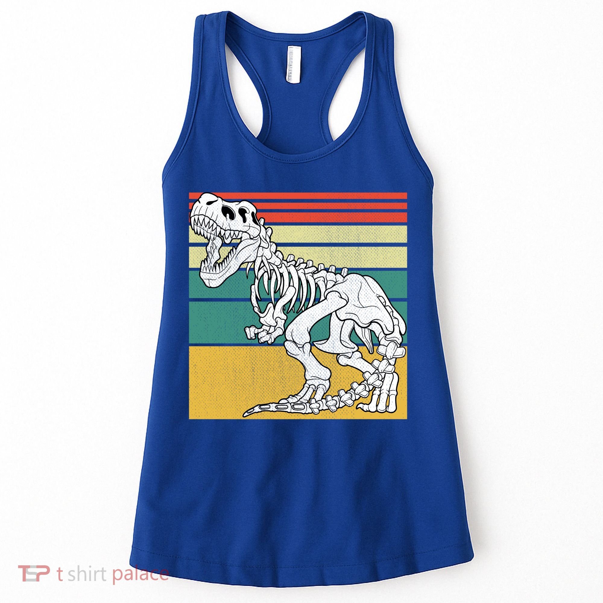 TRex Skeleton Dinosaur Retro Sunset Funny TRex Great Gift Women's Tank Top
