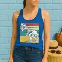 TRex Skeleton Dinosaur Retro Sunset Funny TRex Great Gift Women's Tank Top thumb 2