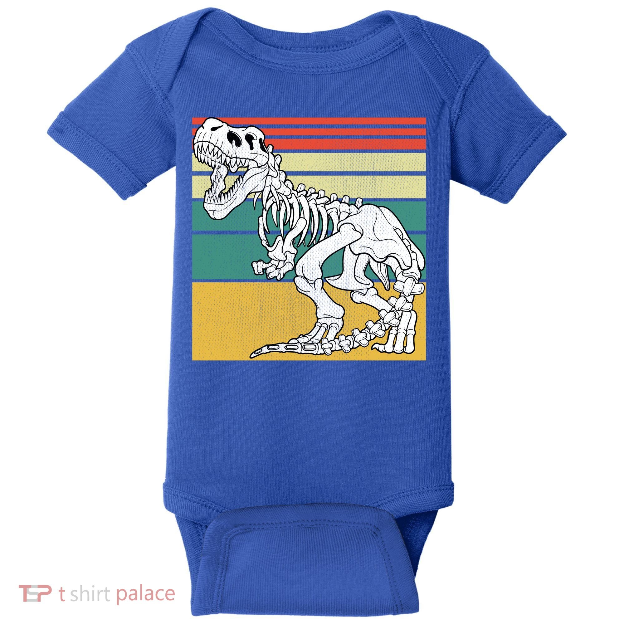 TRex Skeleton Dinosaur Retro Sunset Funny TRex Great Gift Baby Bodysuit