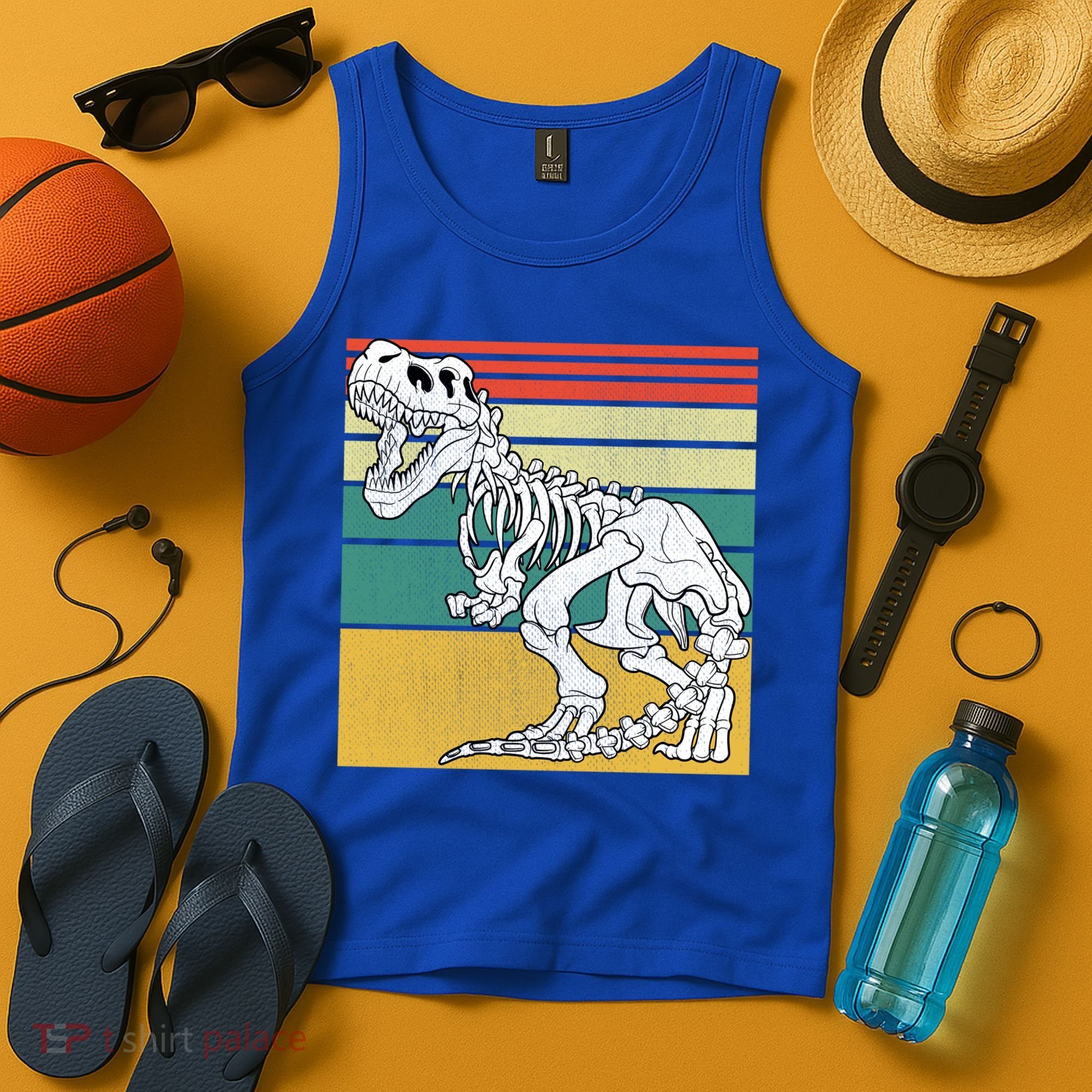 TRex Skeleton Dinosaur Retro Sunset Funny TRex Great Gift Tank Top