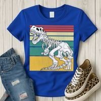 TRex Skeleton Dinosaur Retro Sunset Funny TRex Great Gift Women's T-Shirt thumb 3