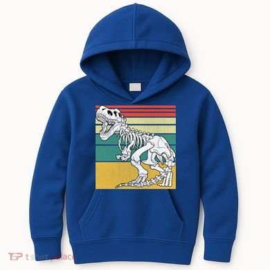 TRex Skeleton Dinosaur Retro Sunset Funny TRex Great Gift Kids Hoodie