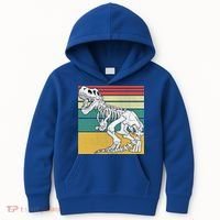 TRex Skeleton Dinosaur Retro Sunset Funny TRex Great Gift Kids Hoodie thumb 0