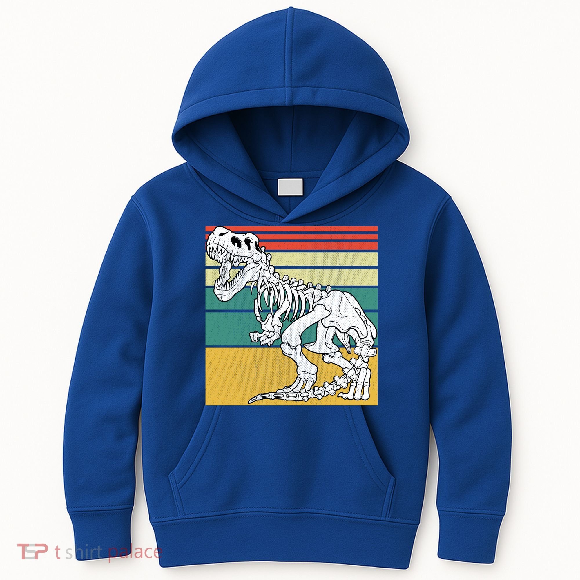 TRex Skeleton Dinosaur Retro Sunset Funny TRex Great Gift Kids Hoodie