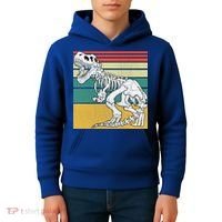 TRex Skeleton Dinosaur Retro Sunset Funny TRex Great Gift Kids Hoodie thumb 4