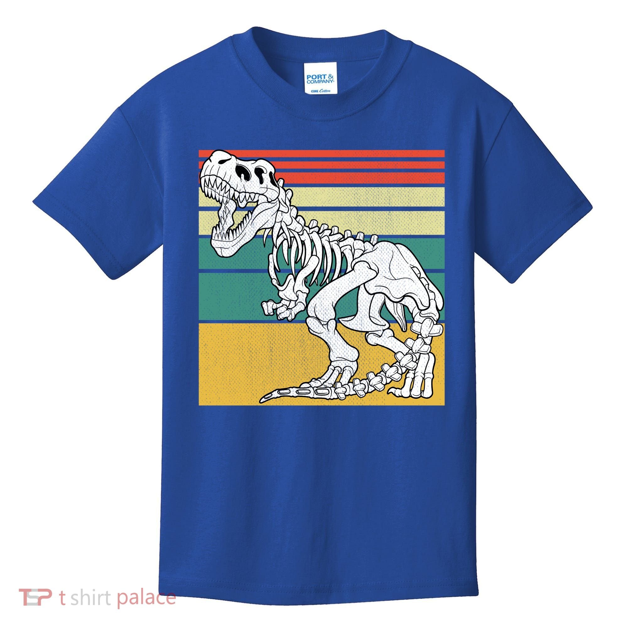 TRex Skeleton Dinosaur Retro Sunset Funny TRex Great Gift Kids T-Shirt