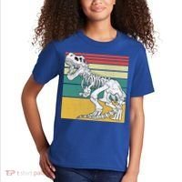 TRex Skeleton Dinosaur Retro Sunset Funny TRex Great Gift Kids T-Shirt thumb 2