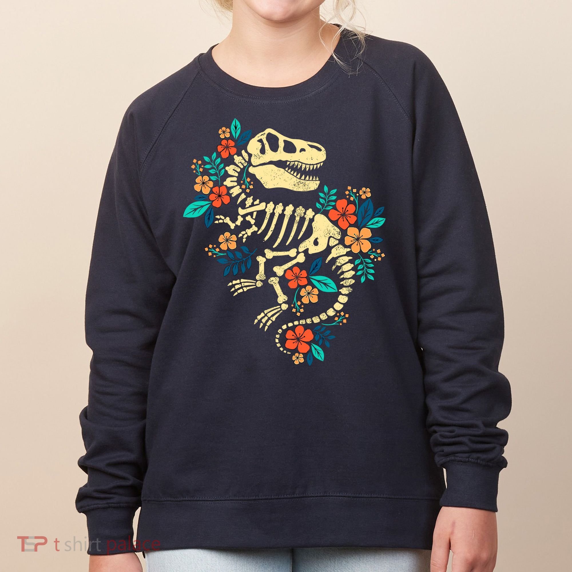 Trex Skeleton Dino Bones Paleontologist Fossil Dinosaur Women's Sweatshirt
