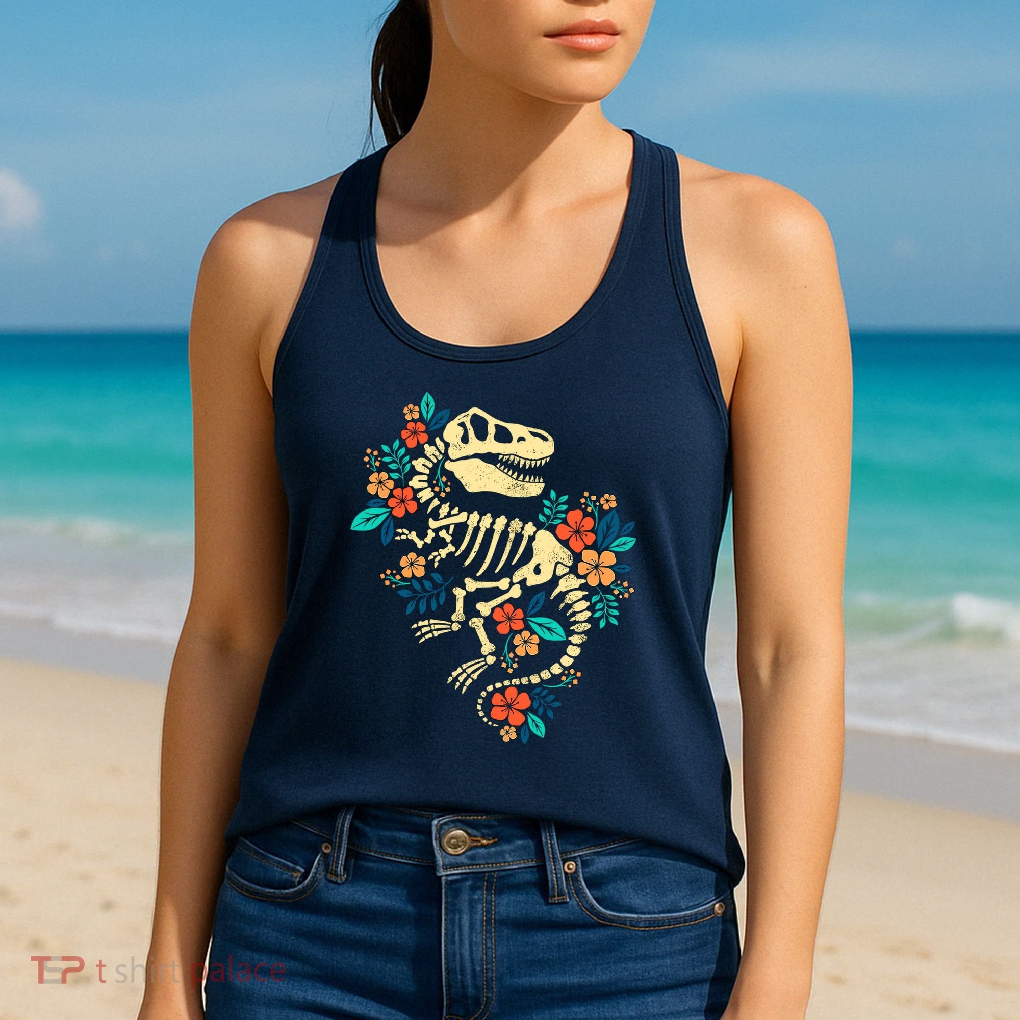 Trex Skeleton Dino Bones Paleontologist Fossil Dinosaur Women's Tank Top