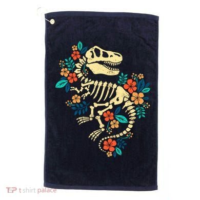 Trex Skeleton Dino Bones Paleontologist Fossil Dinosaur Golf Towel