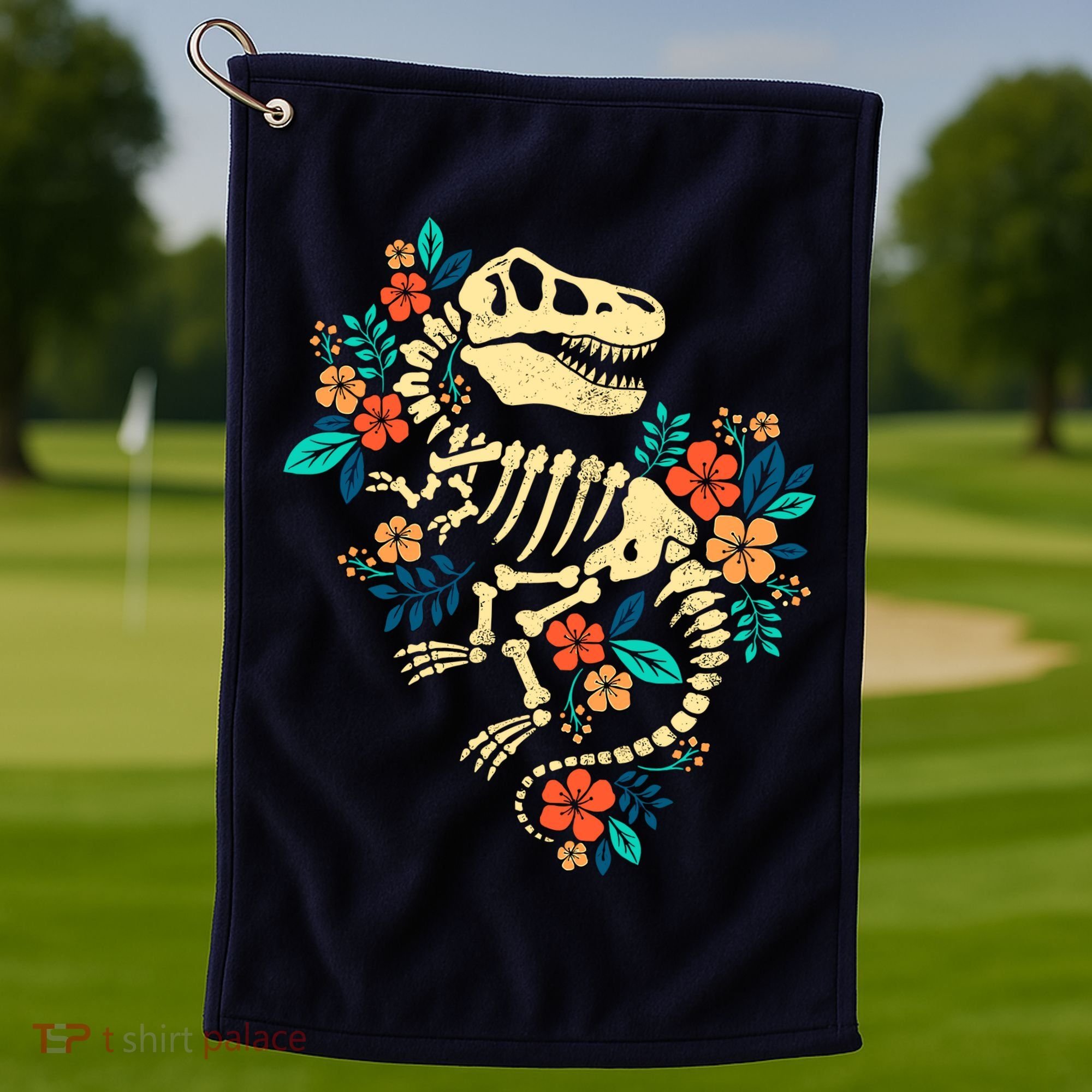 Trex Skeleton Dino Bones Paleontologist Fossil Dinosaur Golf Towel