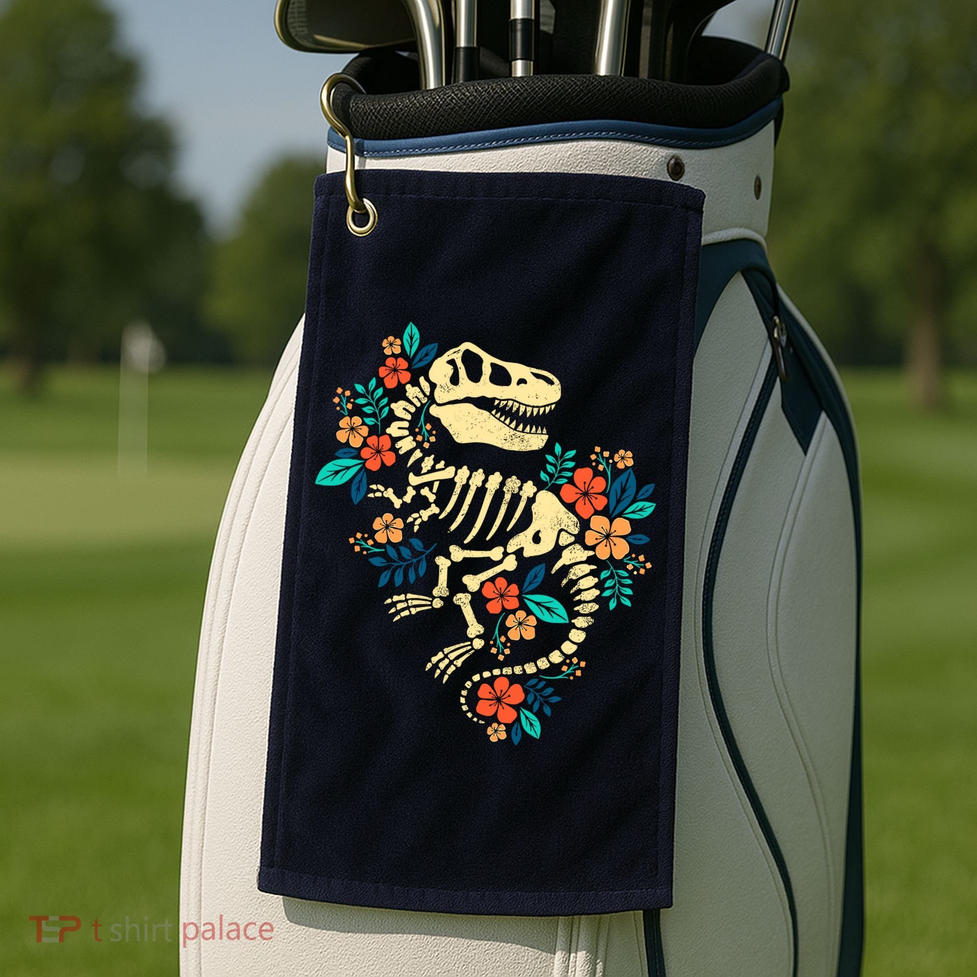 Trex Skeleton Dino Bones Paleontologist Fossil Dinosaur Golf Towel