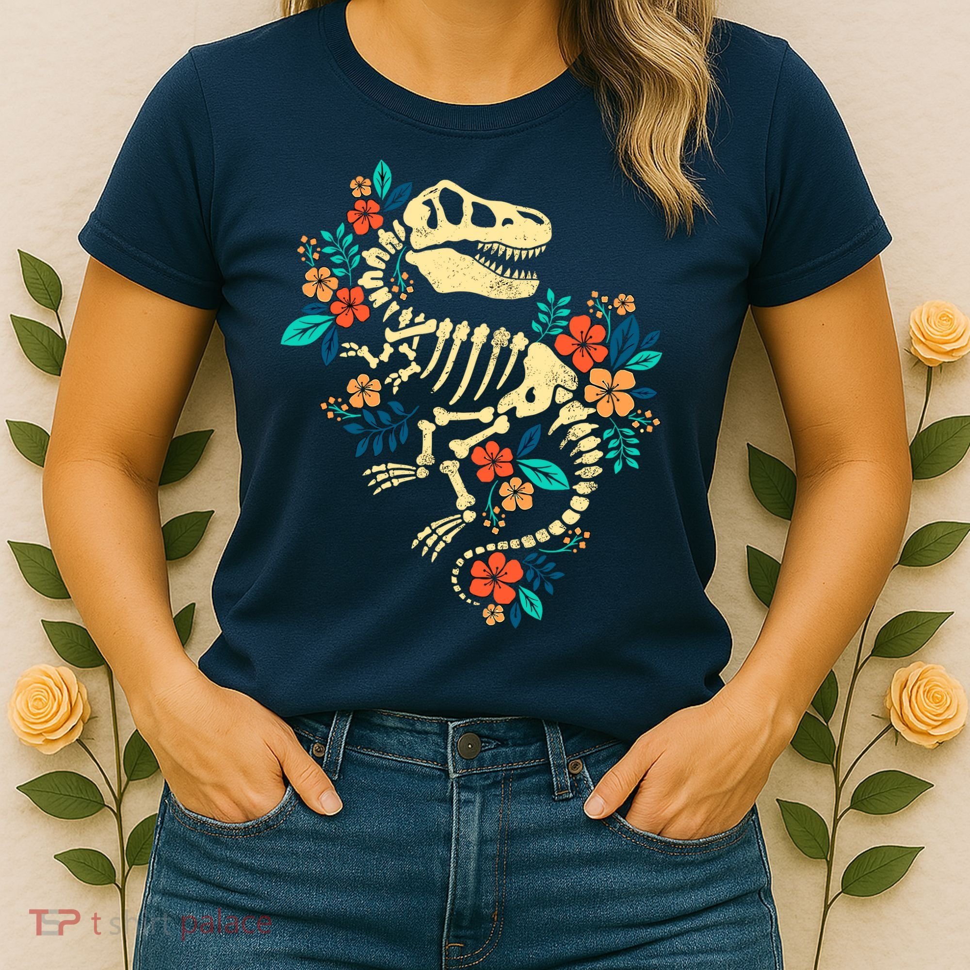 Trex Skeleton Dino Bones Paleontologist Fossil Dinosaur Women's T-Shirt