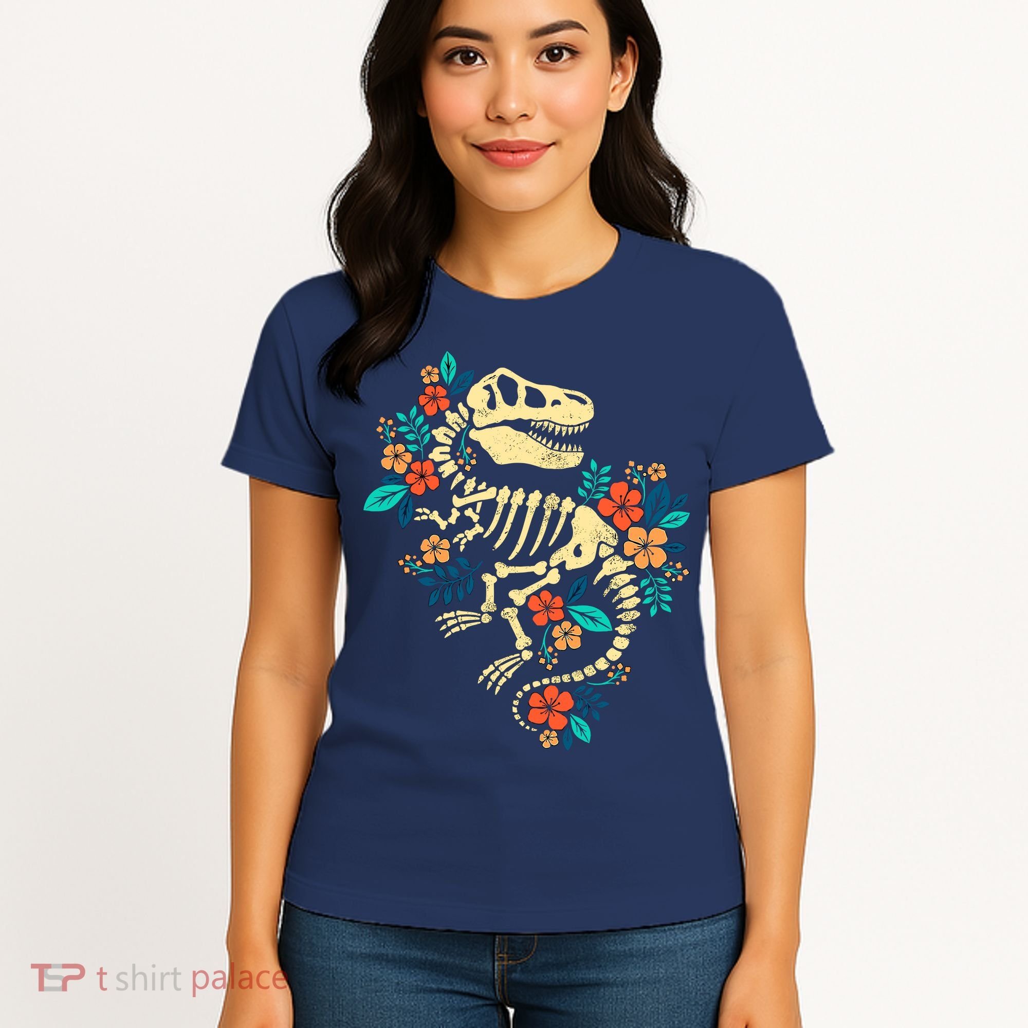 Trex Skeleton Dino Bones Paleontologist Fossil Dinosaur Women's T-Shirt